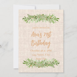Uitnodiging 21ste verjaardag – Linen Greenery | Tw