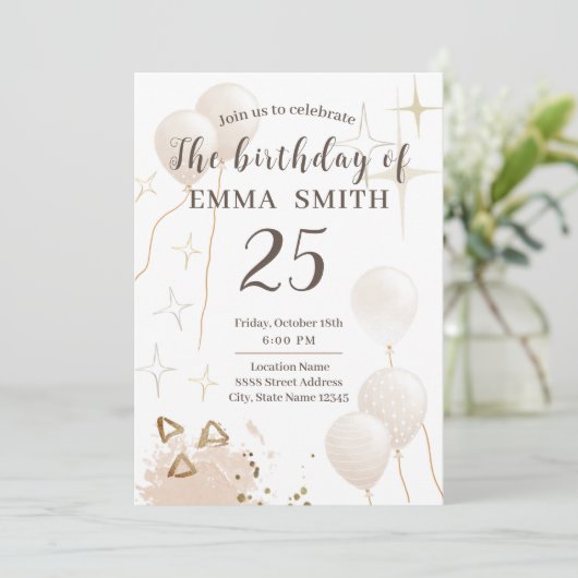 Uitnodiging 25 jaar verjaardag (Staand voorkant)