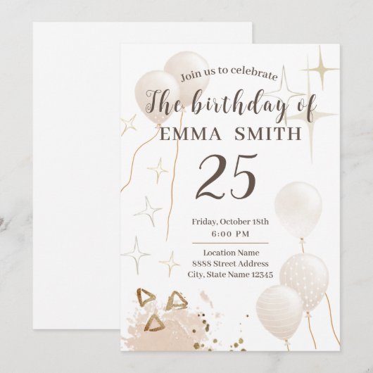 Uitnodiging 25 jaar verjaardag (Voorkant / Achterkant)