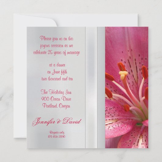 Uitnodiging 25-jarig huwelijksjubileum (Achterkant)