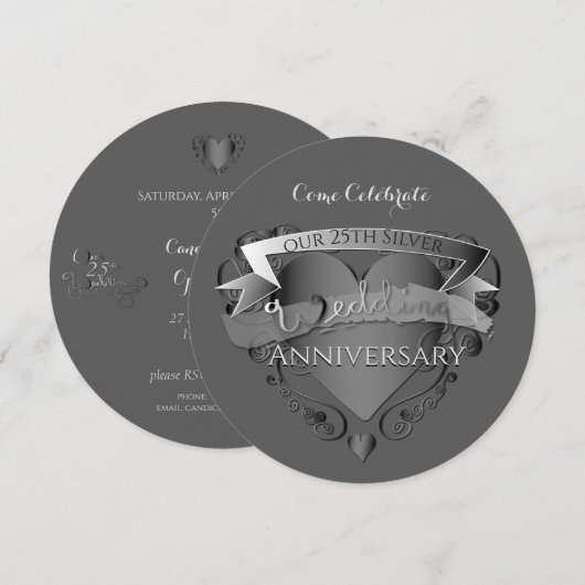 Uitnodiging 25-jarig huwelijksjubileum (Voorkant / Achterkant)