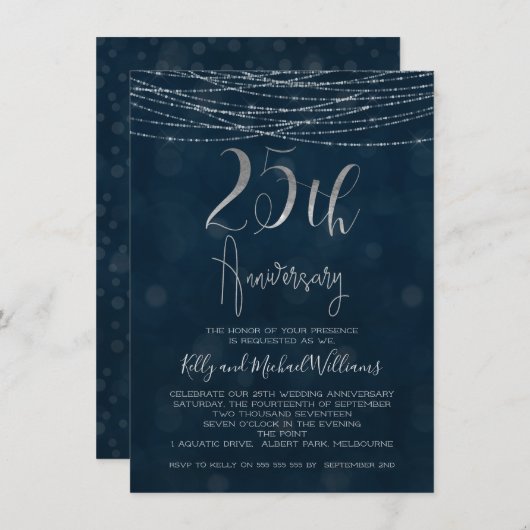 Uitnodiging 25-jarig huwelijksjubileum met sprookj (Voorkant / Achterkant)