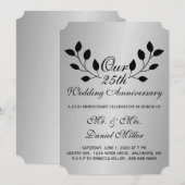 Uitnodiging 25-jarig huwelijksjubileum zilver (Voorkant / Achterkant)