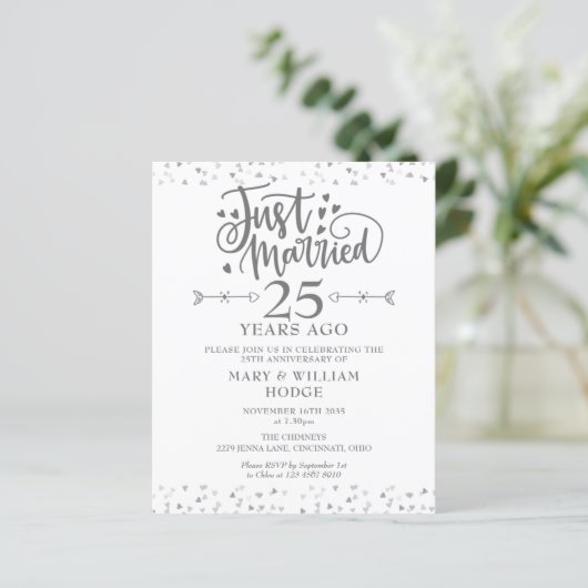 Uitnodiging 25-jarig jubileum Budget Just Married (Staand voorkant)