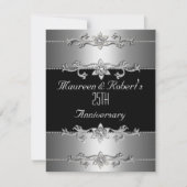 Uitnodiging 25-jarig jubileum Elegant Zwart Zilver (Voorkant)