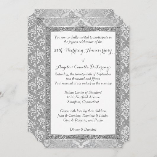 Uitnodiging 25-jarig jubileum | NEP Zilveren Glitt (Voorkant / Achterkant)