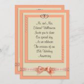 Uitnodiging 25-jarig jubileum perzik- en crèmekleu (Voorkant / Achterkant)