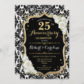 Uitnodiging 25-jarig jubileum - Zwart Wit Goud (Voorkant / Achterkant)
