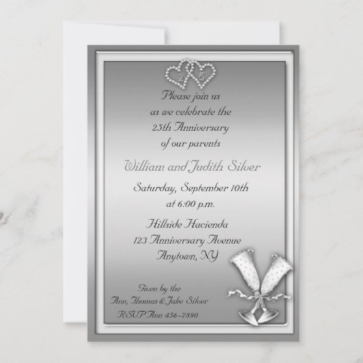 Uitnodiging 25-jarig jubileumchampagnefeest (Voorkant)