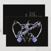 Uitnodiging 25-jarig jubileumfeest zilver blauw ro (Voorkant / Achterkant)