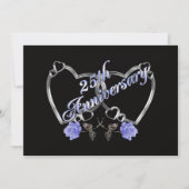 Uitnodiging 25-jarig jubileumfeest zilver blauwe r (Voorkant)