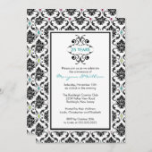 Uitnodiging 25-jarig jubileumfeest Zwart Damast (Voorkant / Achterkant)