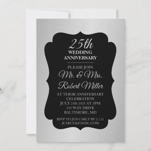 Uitnodiging - 25e huwelijksverjaardag zilveren con (Voorkant)
