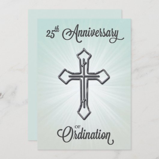 Uitnodiging 25e Jubileum van Ordinatie, Zilver (Voorkant / Achterkant)