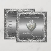 Uitnodiging 25e Jubileum Wedding Silver Elegant (Voorkant / Achterkant)