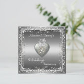 Uitnodiging 25e Jubileum Wedding Silver Elegant (Staand voorkant)