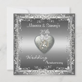 Uitnodiging 25e Jubileum Wedding Silver Elegant (Voorkant)