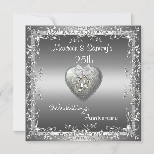 Uitnodiging 25e Jubileum Wedding Silver Elegant (Voorkant)