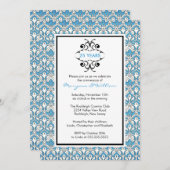 Uitnodiging 25e jubileumfeest Turquoise Damast (Voorkant / Achterkant)