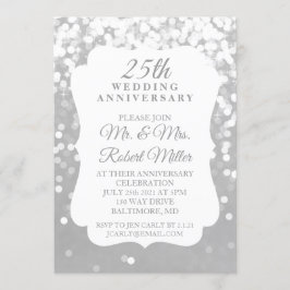 Uitnodiging - 25e trouwdag glinsterend zilver