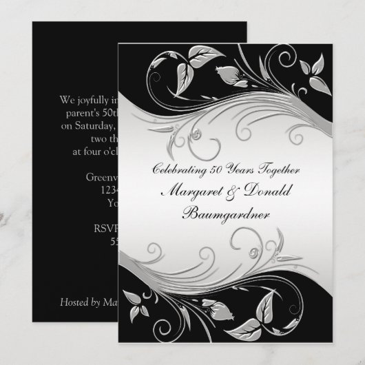 Uitnodiging 25e trouwdag verjaardag vintage (Voorkant / Achterkant)