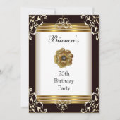 Uitnodiging 25e verjaardag Elegant Black Gold Jewe (Voorkant)