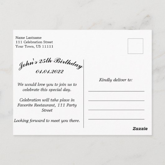 Uitnodiging 25e verjaardag Koninklijk Goud Blauw (Achterkant)