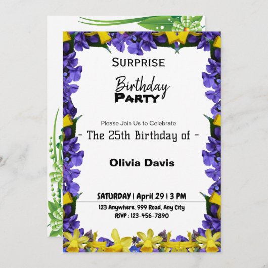 Uitnodiging 25e verjaardag van de feestdag (Voorkant / Achterkant)