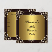 Uitnodiging 25e verjaardagsfeest Black Gold Elite (Voorkant / Achterkant)