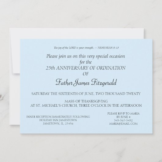 Uitnodiging 25e Zilveren Ordinatie Jubileum Prijs (Achterkant)