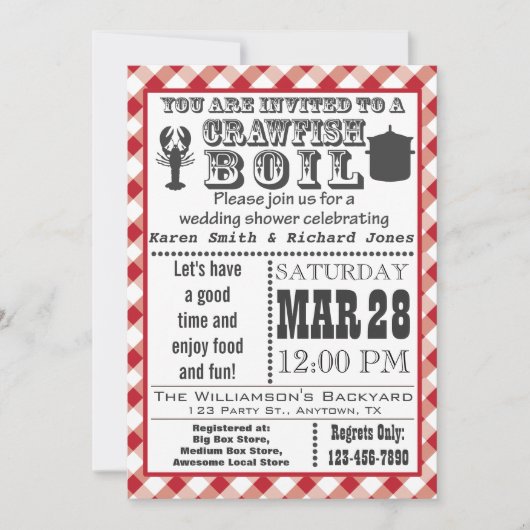 Uitnodiging 2 van Crawfish Boil Wedding Shower (Voorkant)