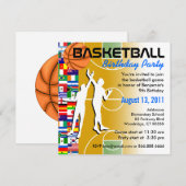 Uitnodiging 2 van de Basketball Birthday Party (Voorkant / Achterkant)