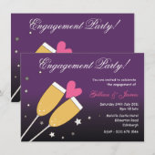 Uitnodiging 2 van de Champagne Toast Engagement Pa (Voorkant / Achterkant)