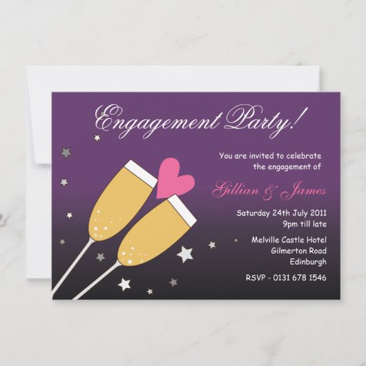 Uitnodiging 2 van de Champagne Toast Engagement Pa (Voorkant)