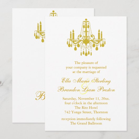 Uitnodiging 2 van het Grote Ballroom Wedding (geel (Voorkant / Achterkant)