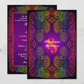 Uitnodiging 2 voor kleurrijke regenboogpaisley bru (Voorkant / Achterkant)