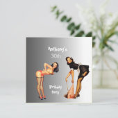 Uitnodiging 2 White Pin-up Girls Birthday Party (Staand voorkant)