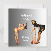 Uitnodiging 2 Witte Pin-up Meisjes Verjaardagsfees (Voorkant)