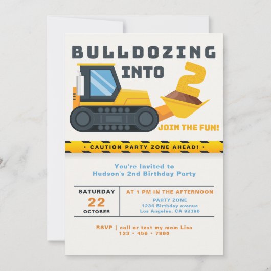 Uitnodiging 2e verjaardag bouwfeest (Voorkant)