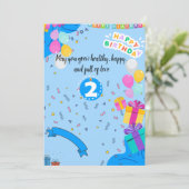 Uitnodiging 2e verjaardag – Schattige &  deel (Staand voorkant)