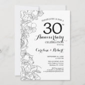 Uitnodiging 30-jarig jubileum - Zwart Wit Bloem (Voorkant)