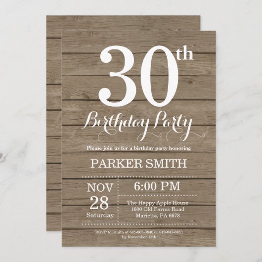 Uitnodiging 30e verjaardag (Voorkant / Achterkant)