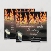 Uitnodiging 30e verjaardag Elegant Fire Gold (Voorkant / Achterkant)