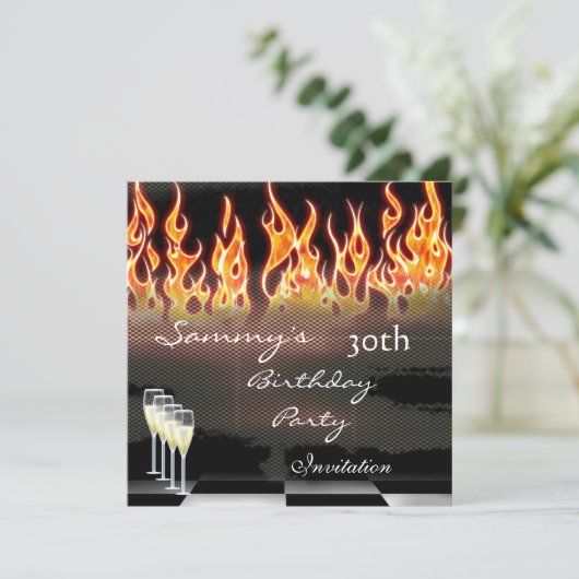 Uitnodiging 30e verjaardag Elegant Fire Gold (Staand voorkant)