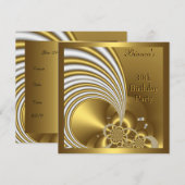 Uitnodiging 30e verjaardag Gold White Abstract (Voorkant / Achterkant)