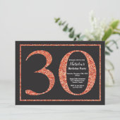 Uitnodiging 30e verjaardag oranje glitterslate (Staand voorkant)