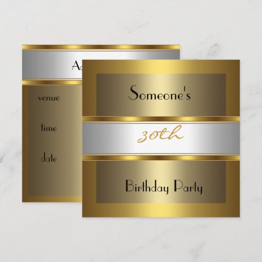 Uitnodiging 30e verjaardag Pink White Gold (Voorkant / Achterkant)