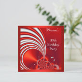 Uitnodiging 30e verjaardag Red White Abstract (Staand voorkant)