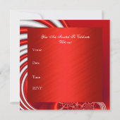 Uitnodiging 30e verjaardag Red White Abstract (Achterkant)