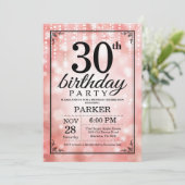 Uitnodiging 30e verjaardag Roze Glitters (Staand voorkant)